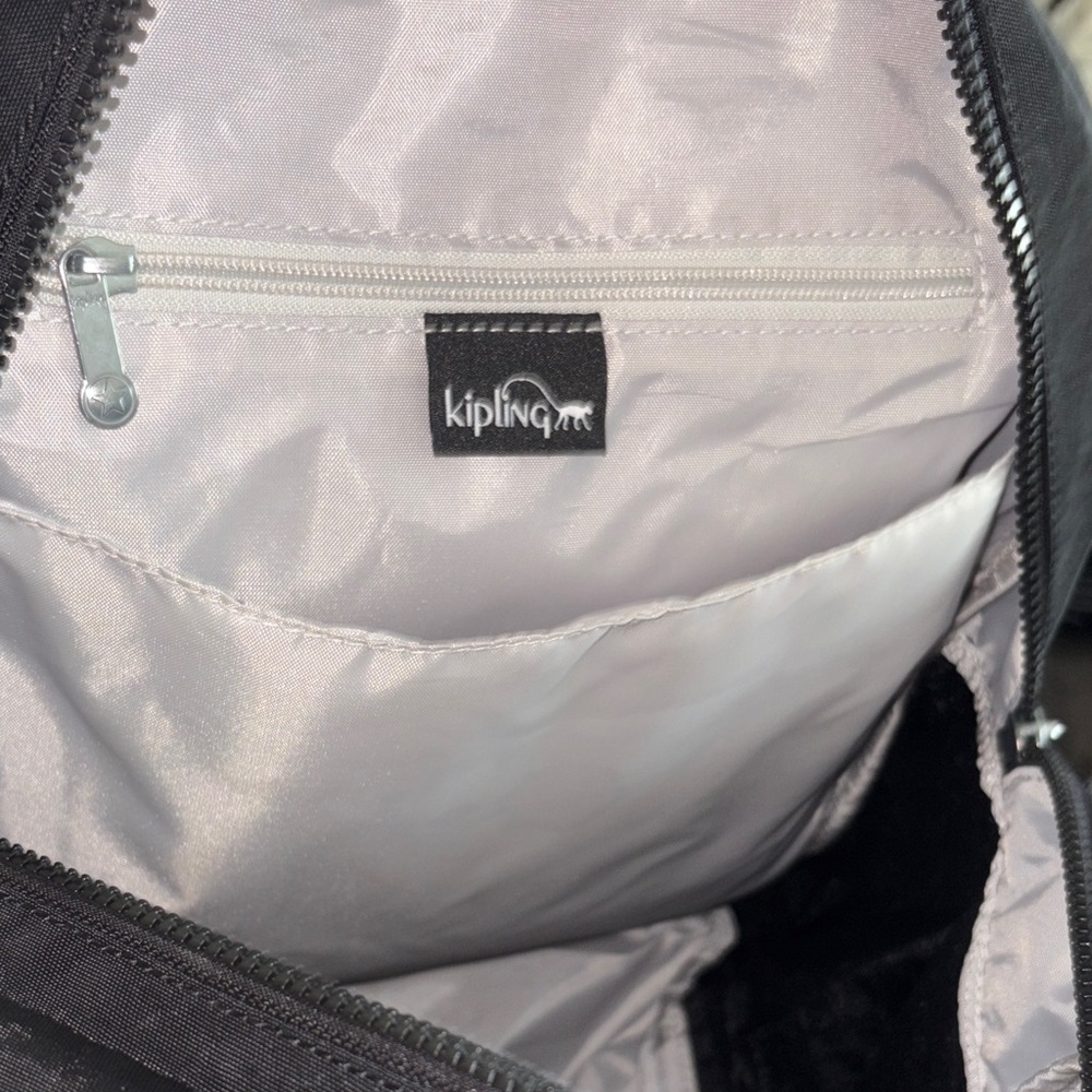 Kipling Black Backpack with embroidered purple butterfly - Picture 14 of 15